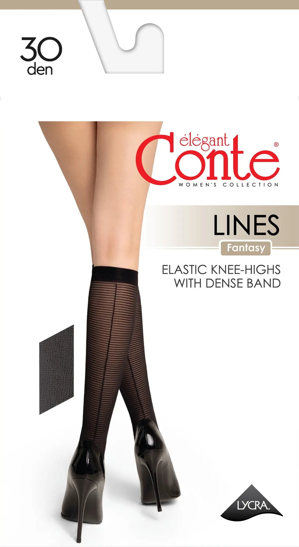 Fantasy Knee Highs Conte Lines - Horizontal Stripes and Seam Effect