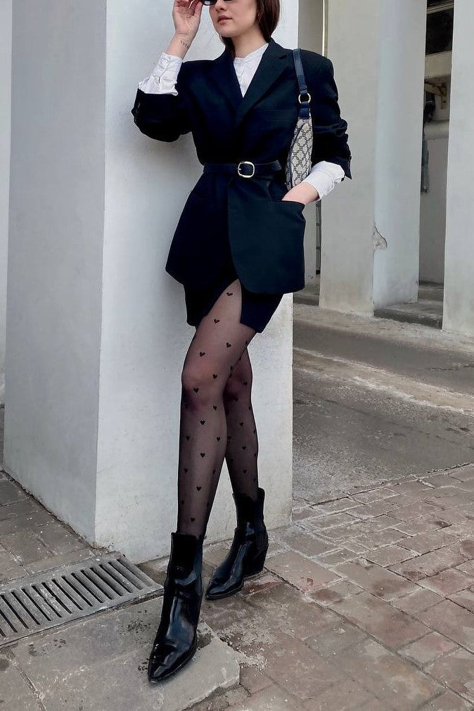 Fantasy Tights Conte Bonheur - Hearts Pattern