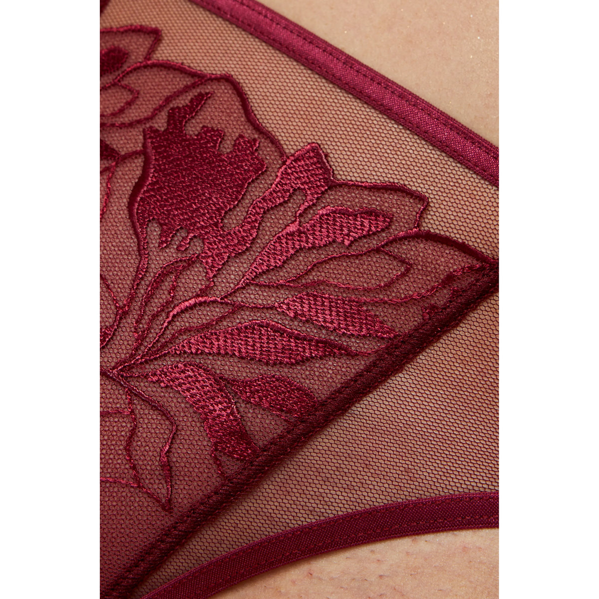 Gorteks Coco Burgundy Sheer Mesh Thong Panty