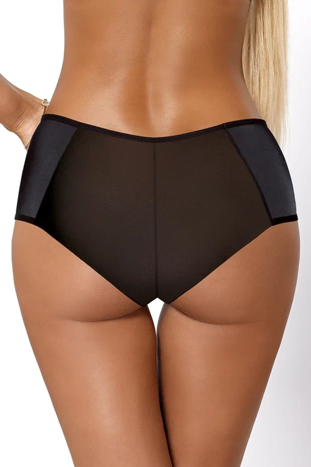 PariPari Jenny Black Sheer Full Brief Panties with Embroidery