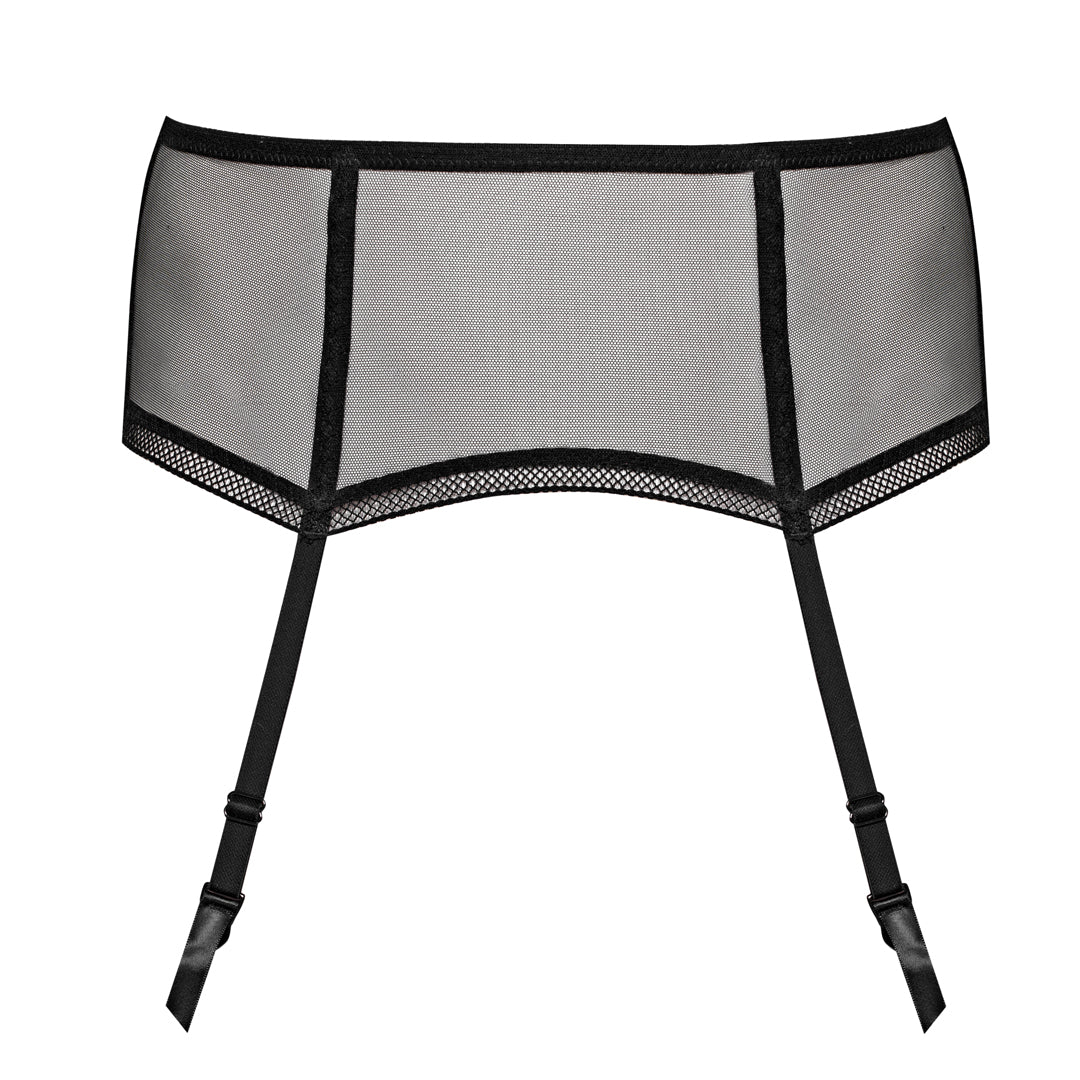 Samanta Leo Black Transparent Tulle Garter Belt