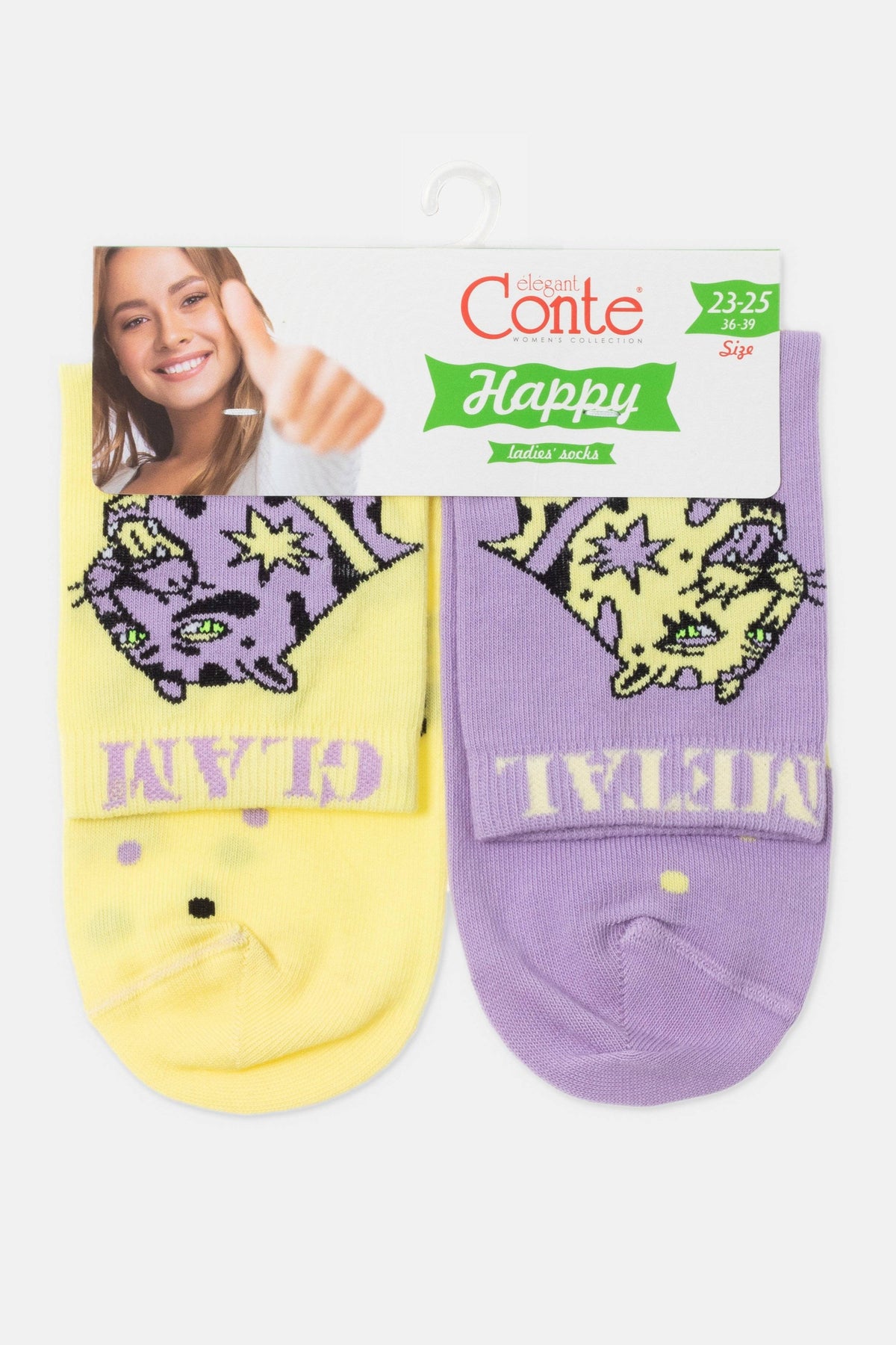 Socks Cotton Conte Happy 386 - Glam Metal