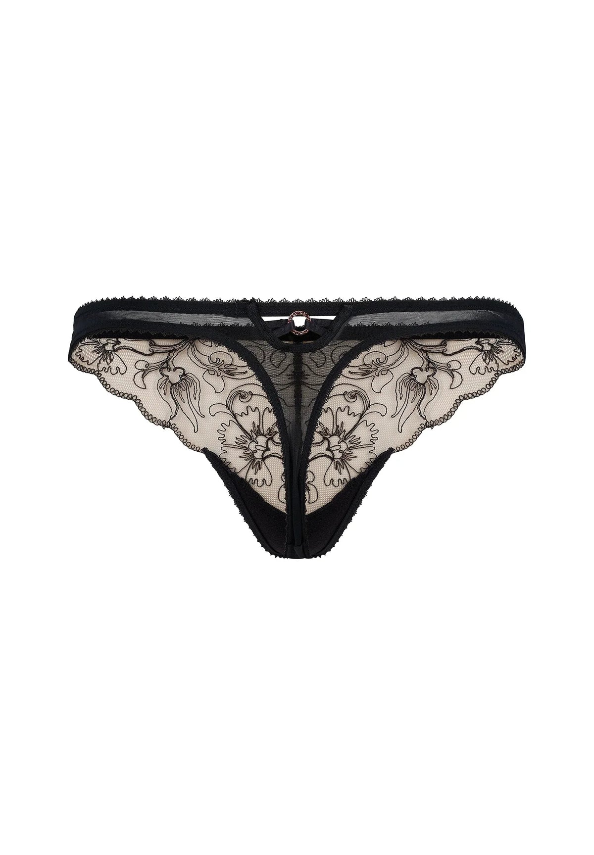 Gossard VIP Fleur de Nuit Black Sheer Thong Panty