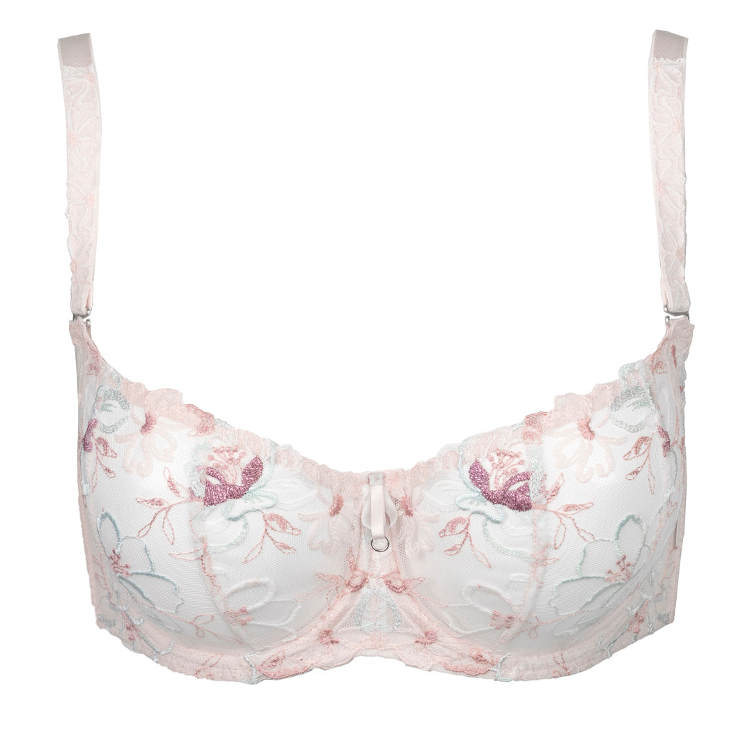 Sheer Mesh Balconette Bra Bisquit