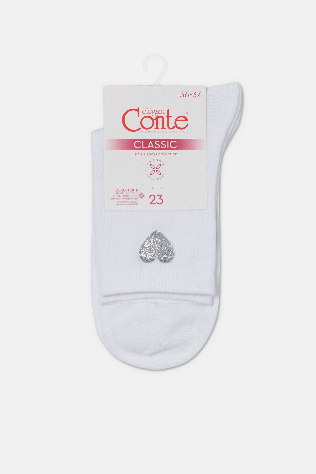 Cotton Socks Conte Classic 427 - Shimmering Heart Pattern