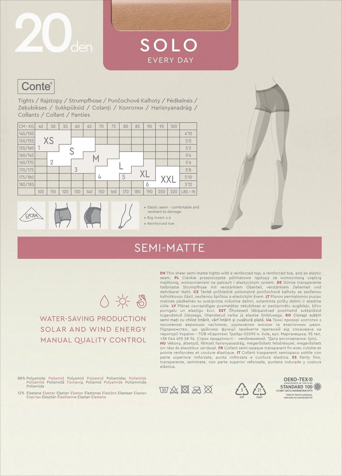 Tights Conte Solo 20 Den - Classic Pantyhose