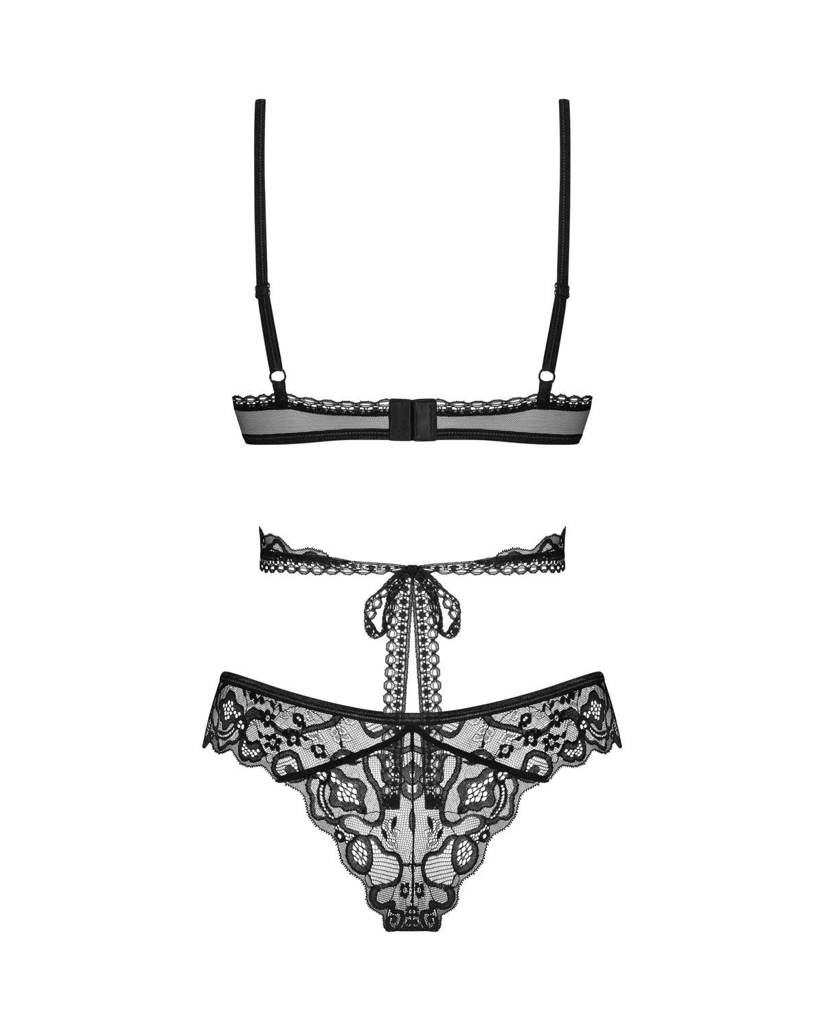 Obsessive Blomentis Soft Lace Bra & Sheer Thong Set