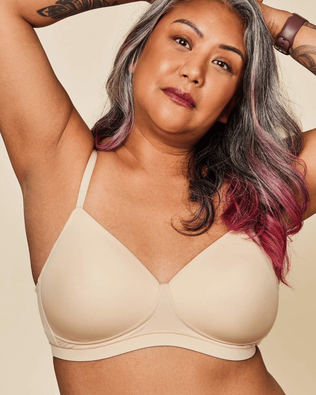 Moonrise Pocketed T‑Shirt Bra - Buff