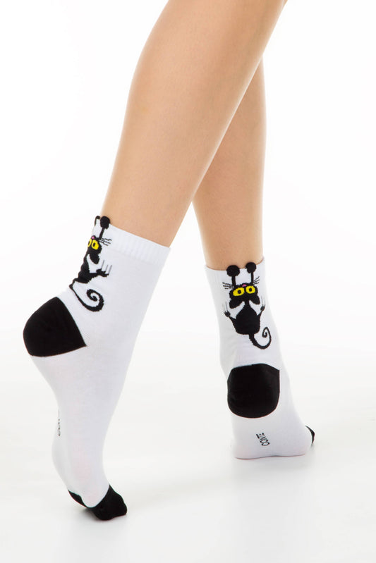 Cotton Socks Conte Classic 233 - Picot "Black cat"