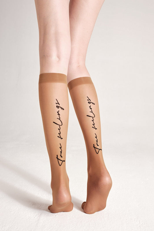 Fantasy Knee Highs Conte True Love - Elastic Band and Printed Design