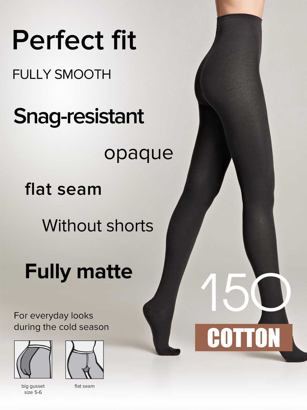 Tights Conte Cotton 150 Den - Warm Opaque