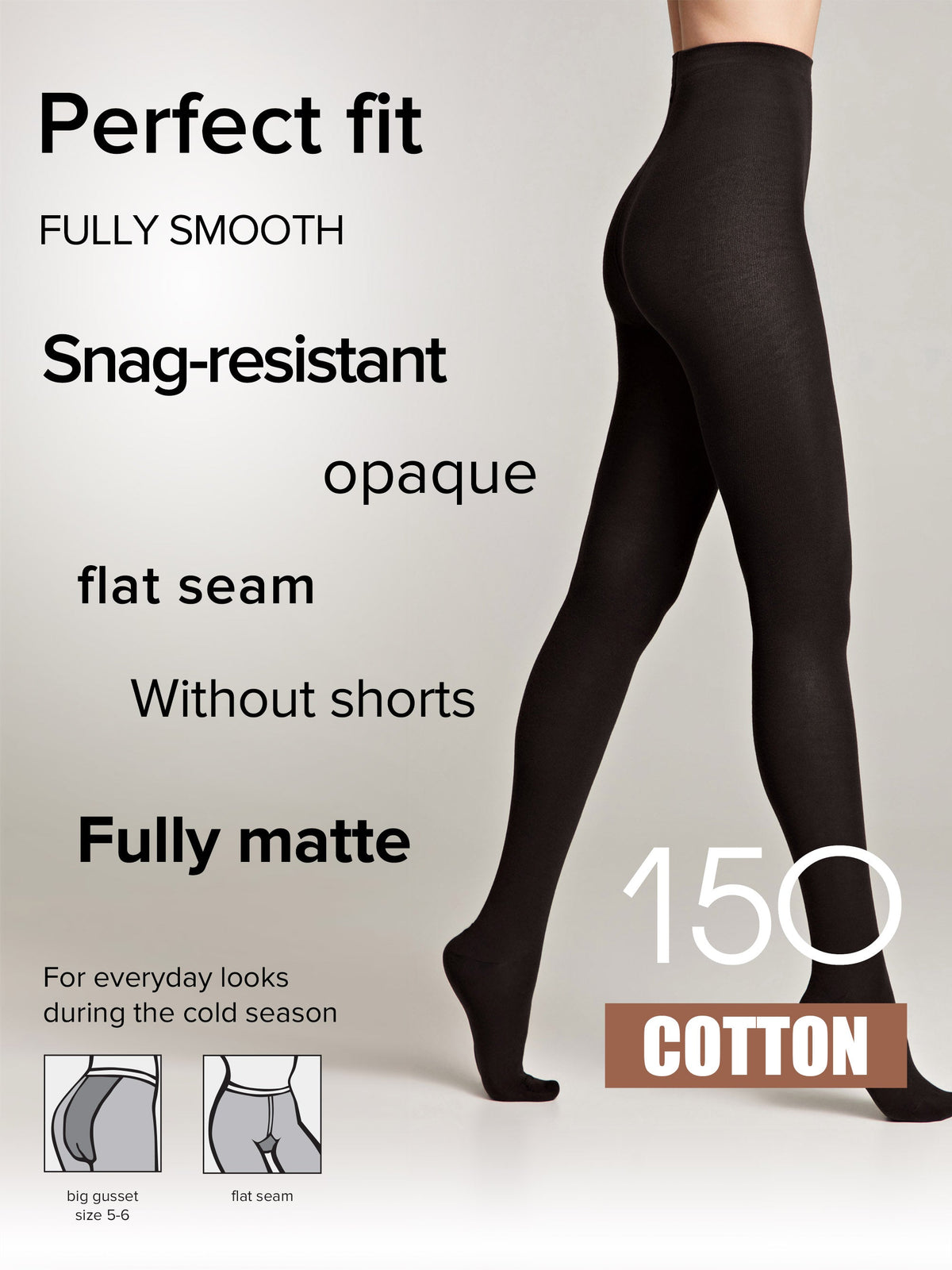 Tights Conte Cotton 150 Den - Warm Opaque