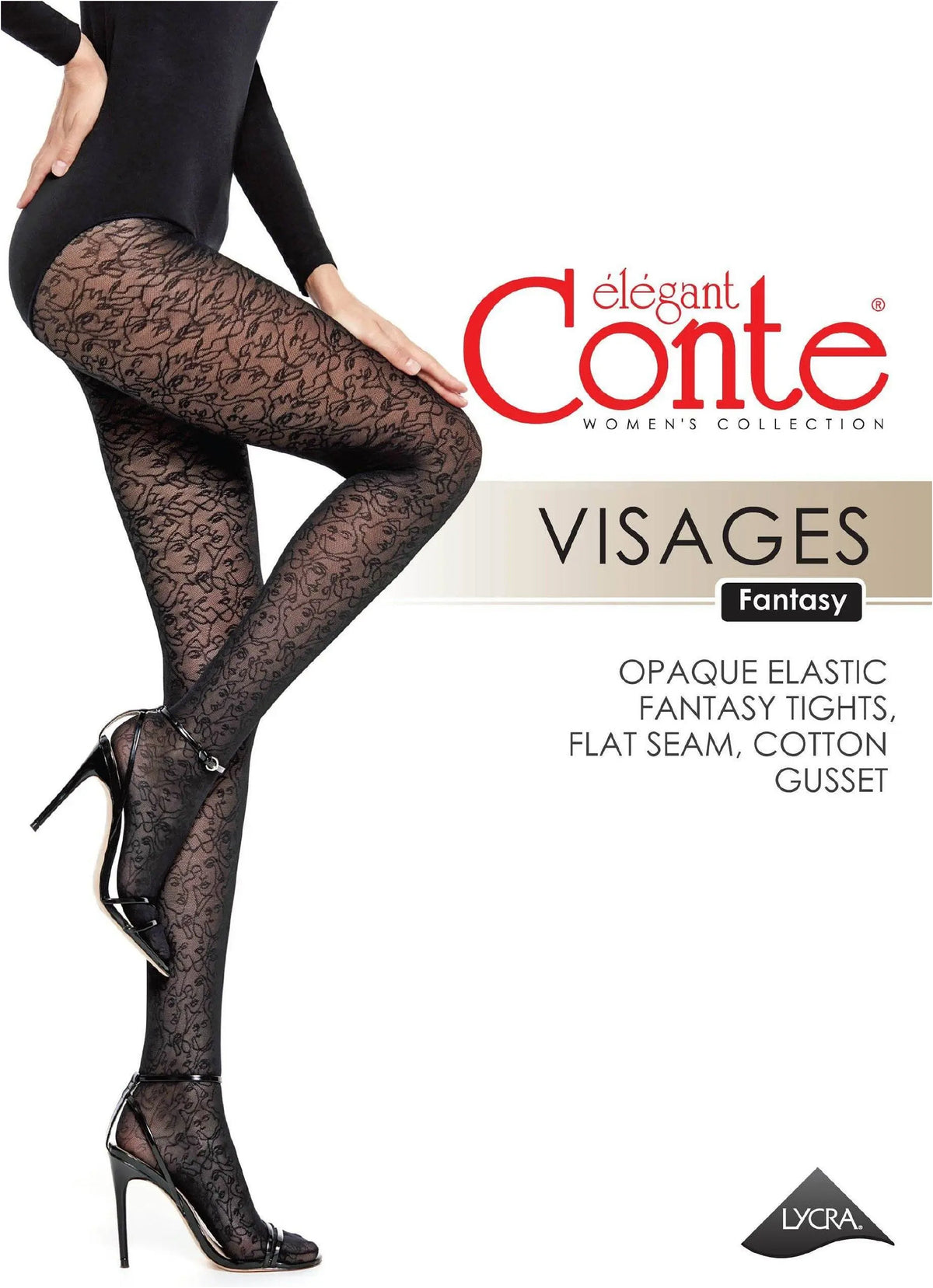 Fantasy Tights Conte Visages - Fantasy Pattern "Face"