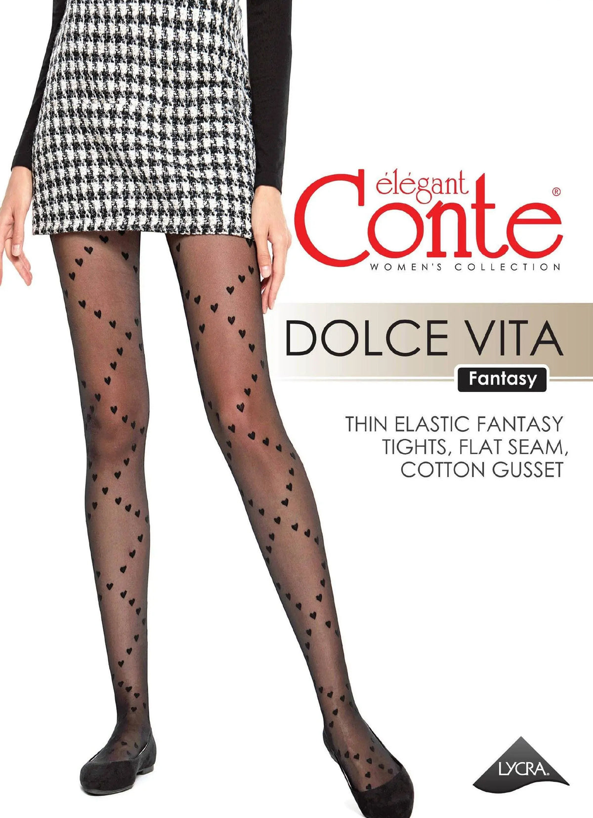 Fantasy Tights Conte Dolce Vita - Hearts With Lace-Up Imitation