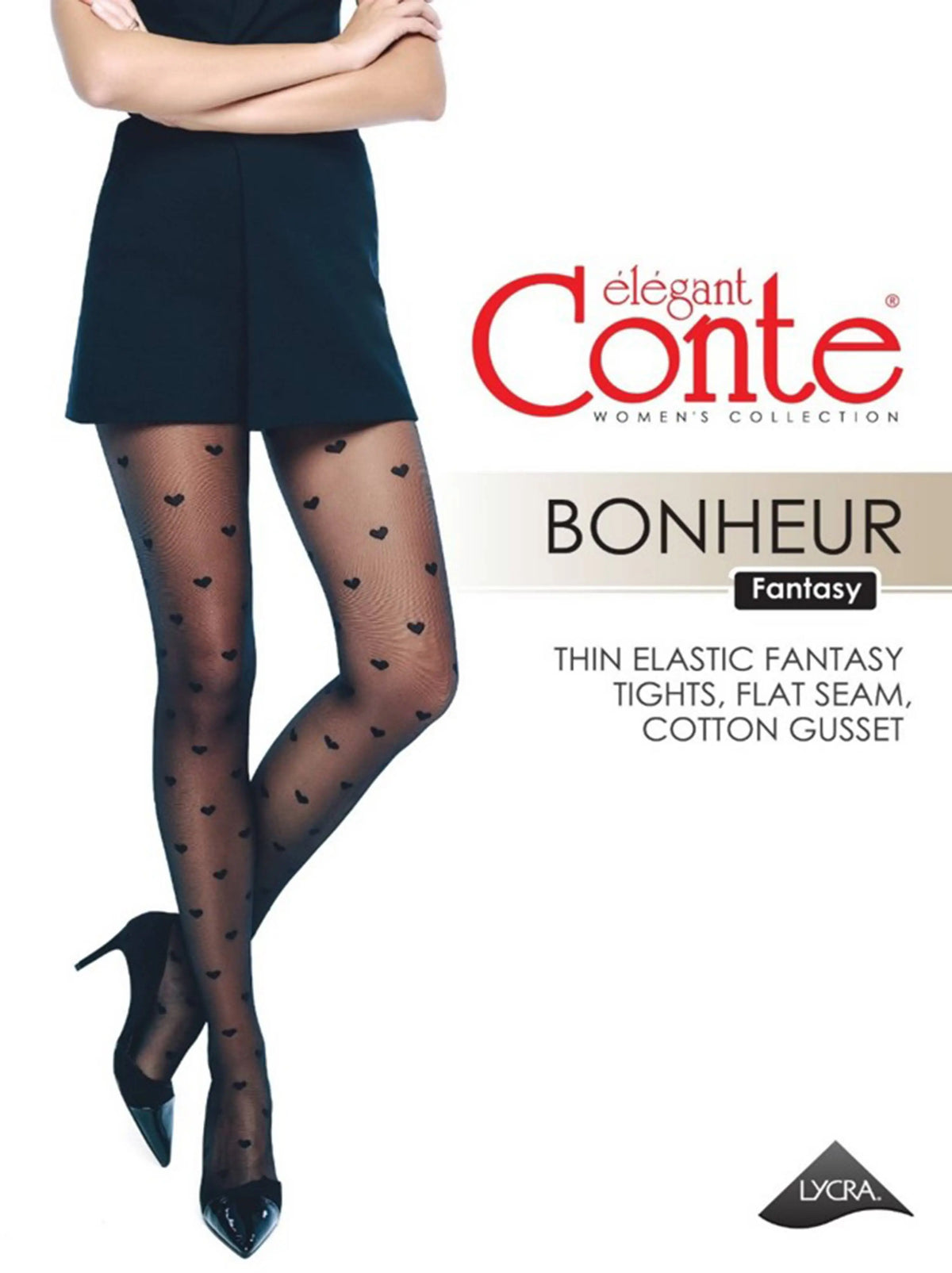 Fantasy Tights Conte Bonheur - Hearts Pattern