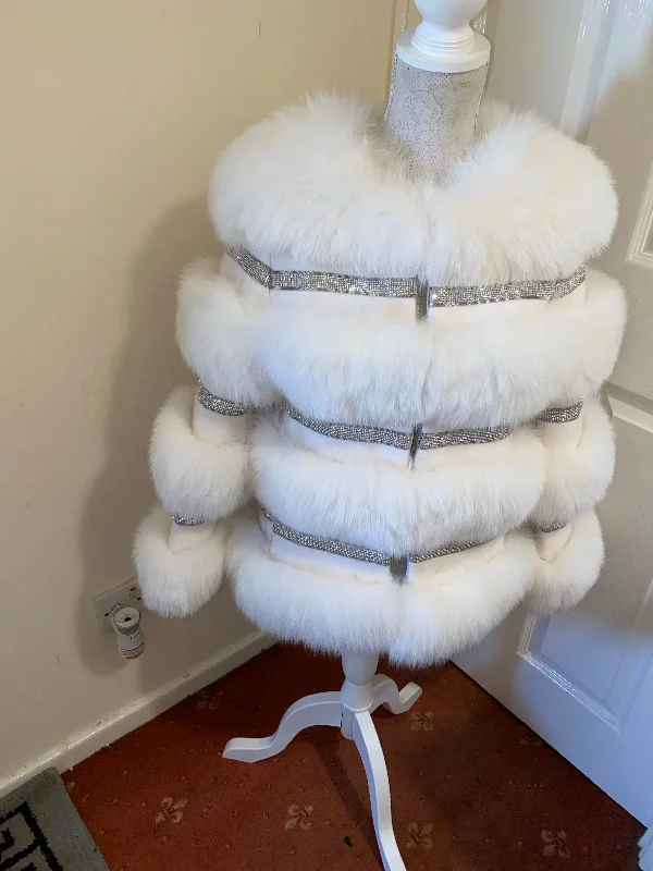 White Fox Fur Diamond Coat