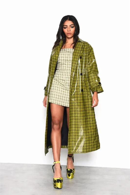 Olive-Check Trench-Coat