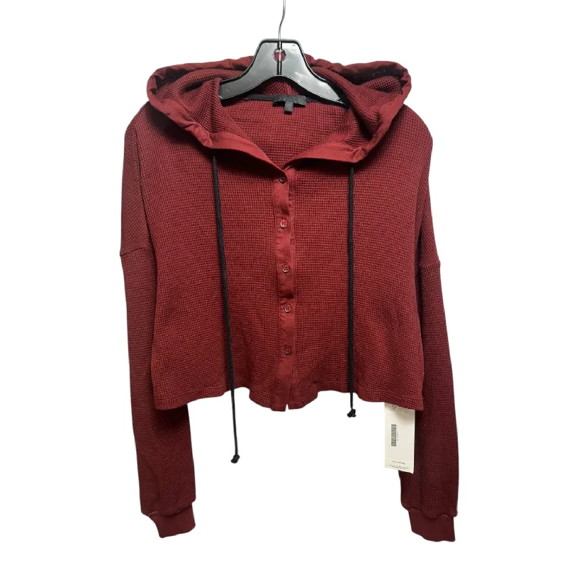 Thermal Cropped Sweatshirt Hoodie By The Range In Red, Size: Xs