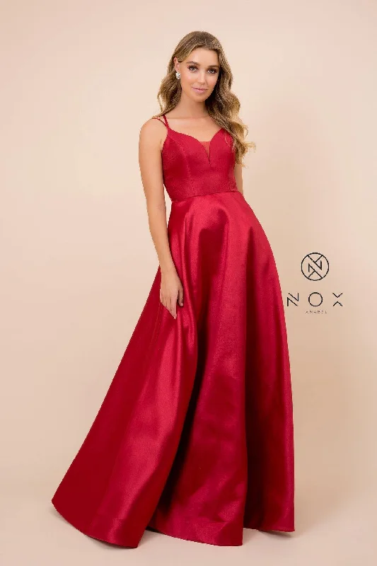 Long A-Line Satin Prom Dress Evening Gown