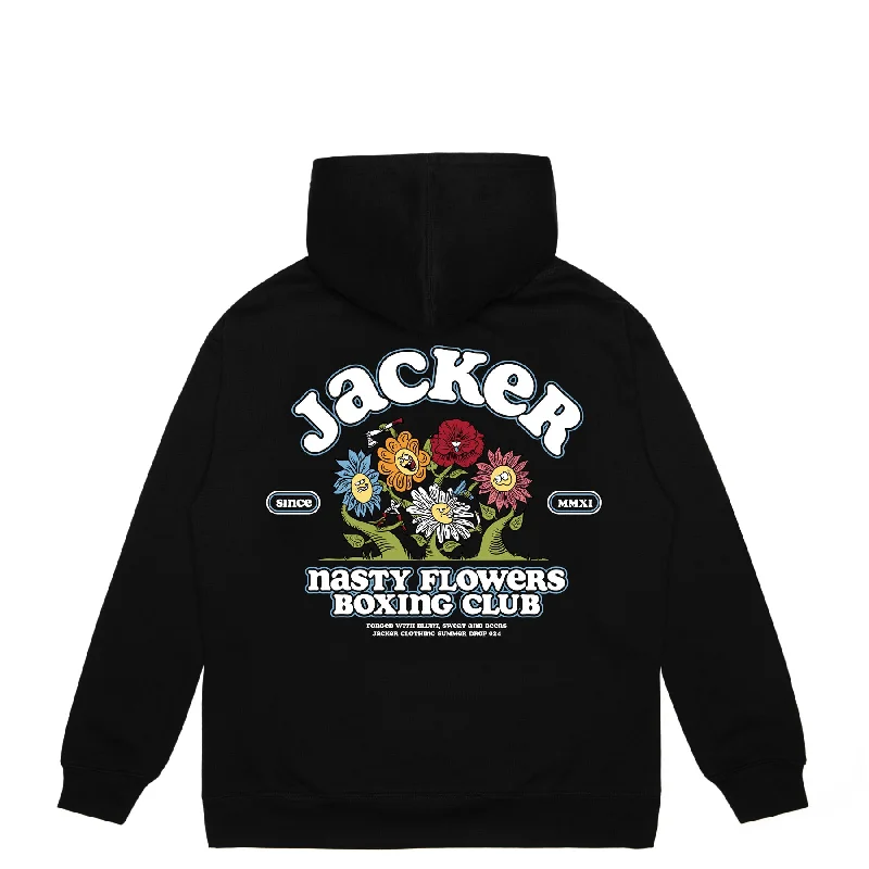 FIGHT FLOWER HOODIE - BLACK