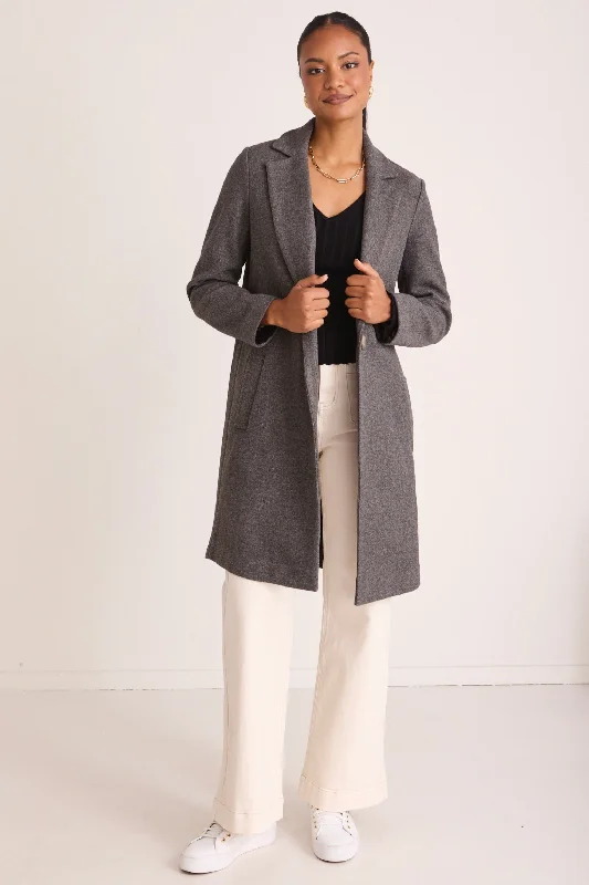 Edmonton Charcoal Marle Long Coat