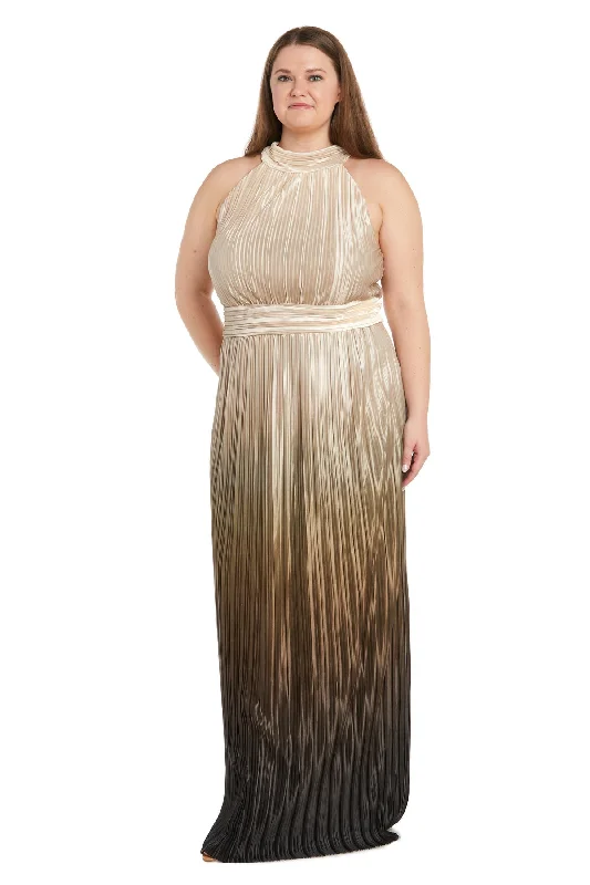 R&M Richards 6606W Pleated Long Formal Plus Size Ombre Dress