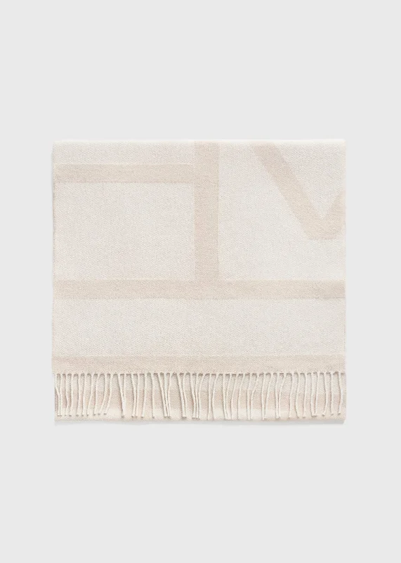 Monogram jacquard wool scarf bone