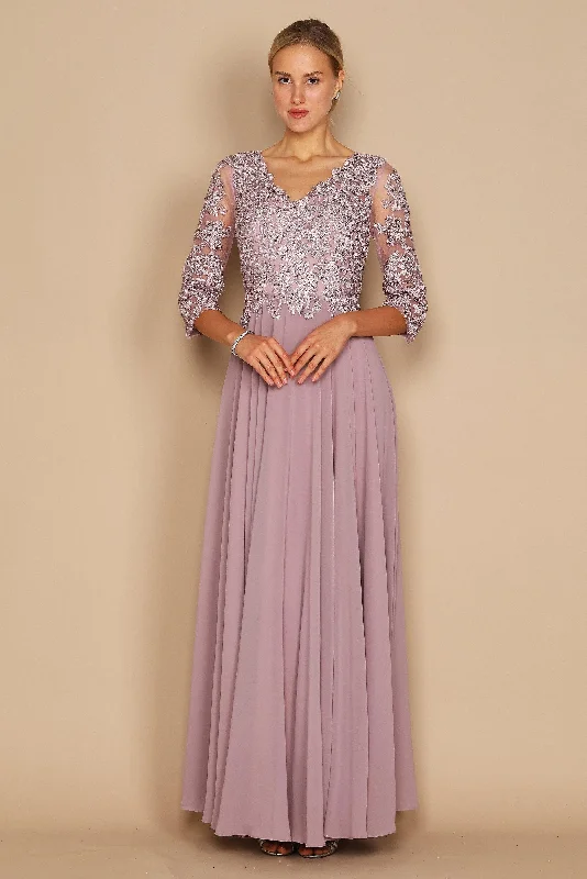 Long Formal Mother of the Bride Dress Mauve