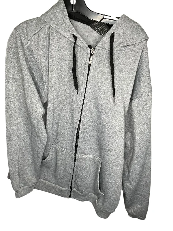 Athletic Sweatshirt Hoodie By Clothes Mentor In Grey, Size: 1x