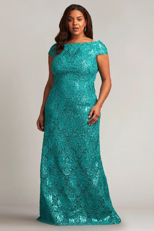 Tadashi Shoji CBD23088LQ Plus Size Sequin Long Formal Fitted Dress