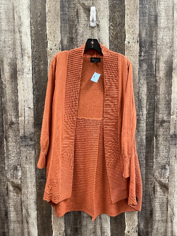 Sweater Cardigan By Cme In Orange, Size: L