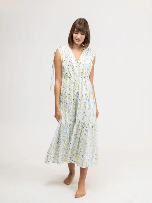 The Blaire Dress | Blue Floral Stripe