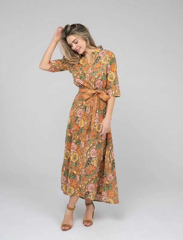 The Eloise Dress | Tan Fall Garden