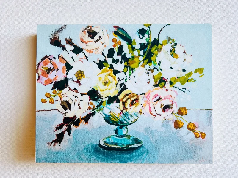 8x10 Floral Vase Print on Cradled Wood