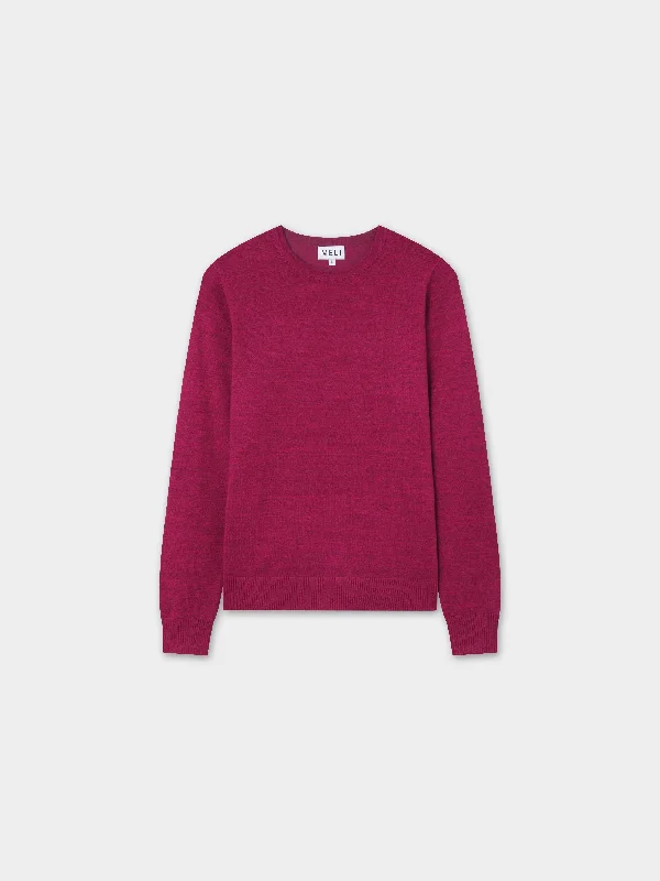 Basic Crew Sweater LS-Heathered Fuchsia