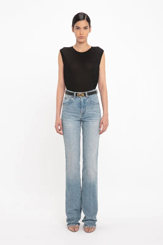 Julia High Waisted Jean In Pale Blue Wash