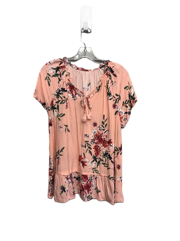 Floral Print Top Short Sleeve By St Johns Bay, Size: Xl