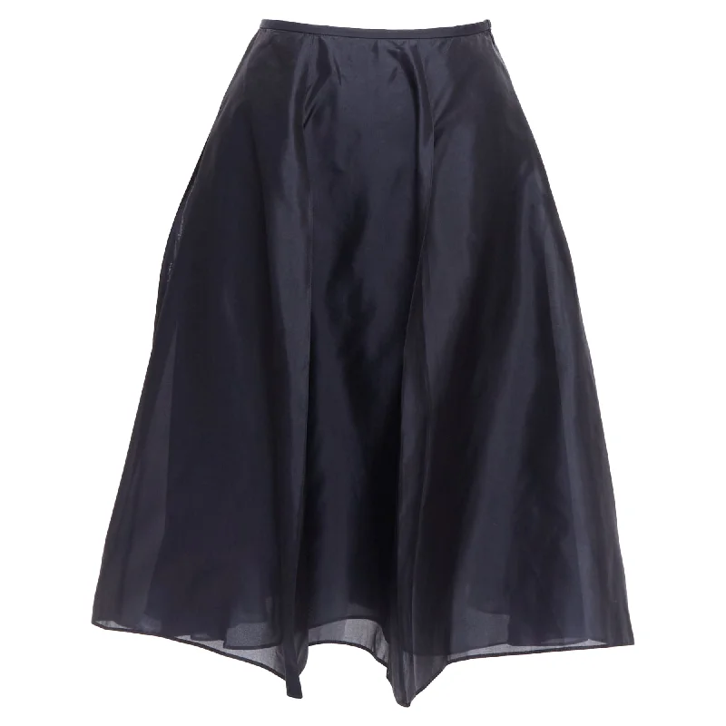 Giorgio Armani Silk Inverted Pleats A-Line Flared Skirt