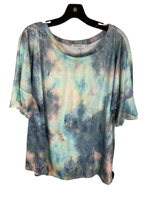 Tie Dye Print Top Short Sleeve Misslook, Size Xl