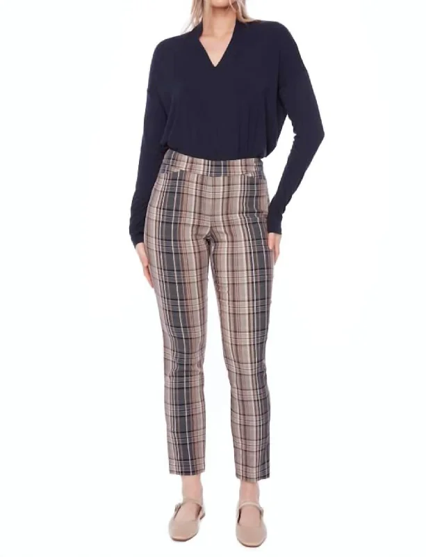 Plaid Brown Pants In Multi