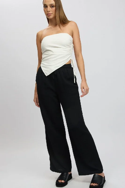 Black Wide Leg Pants Elasticated Waist