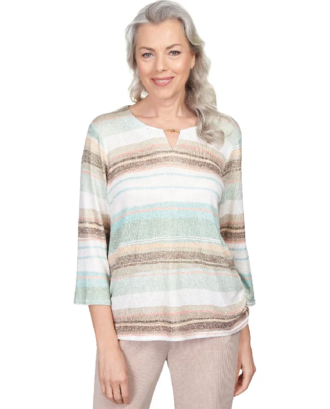 Alfred Dunner St. Moritz Watercolor Stripe Shimmer Knit Top