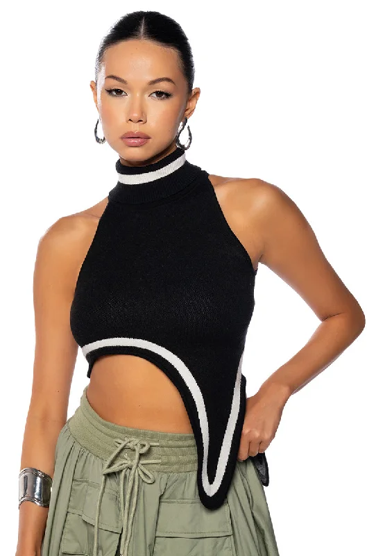 DRIP SLEEVELESS TURTLENECK SWEATER