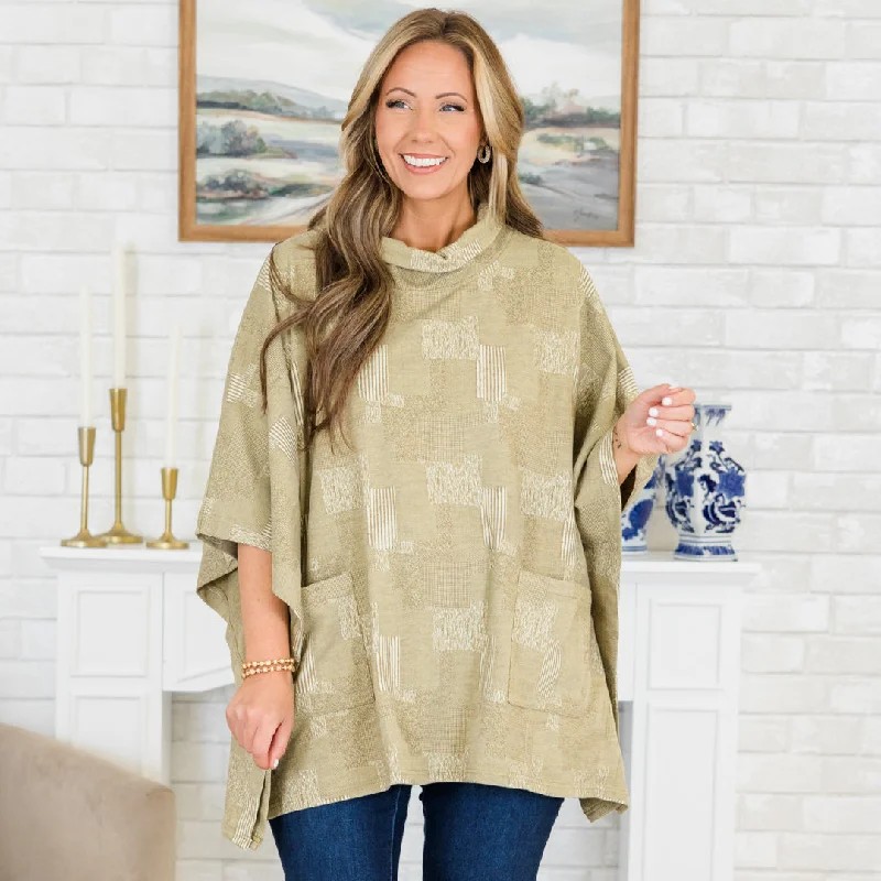 Sweater Weather Poncho, Taupe